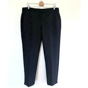 CHICO'S black heavyweight embossed brocade classic formal cropped pants